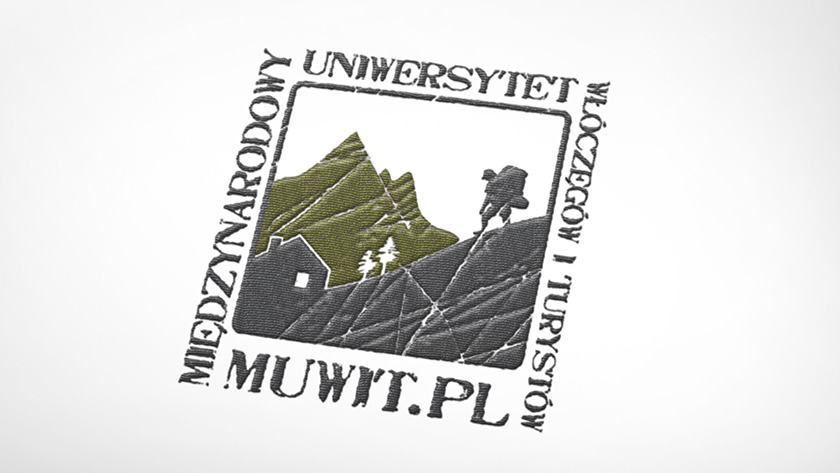 logo, projekt logo, projekt identyfikacja, księga znaku, logo Muwit, Międzynarodowy Uniwersytet Włóczęgów i Turystów, logo uniwersytetu, projekt graficzny, grafika Monika Turska